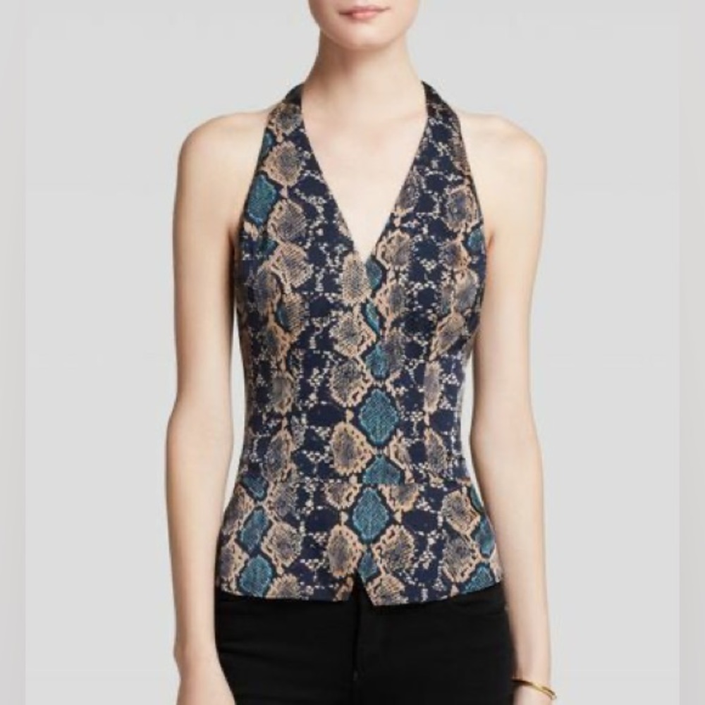Guess snake print python crossover halter top
